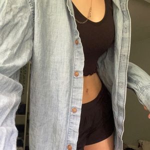 Old navy blue Jean button up shirt